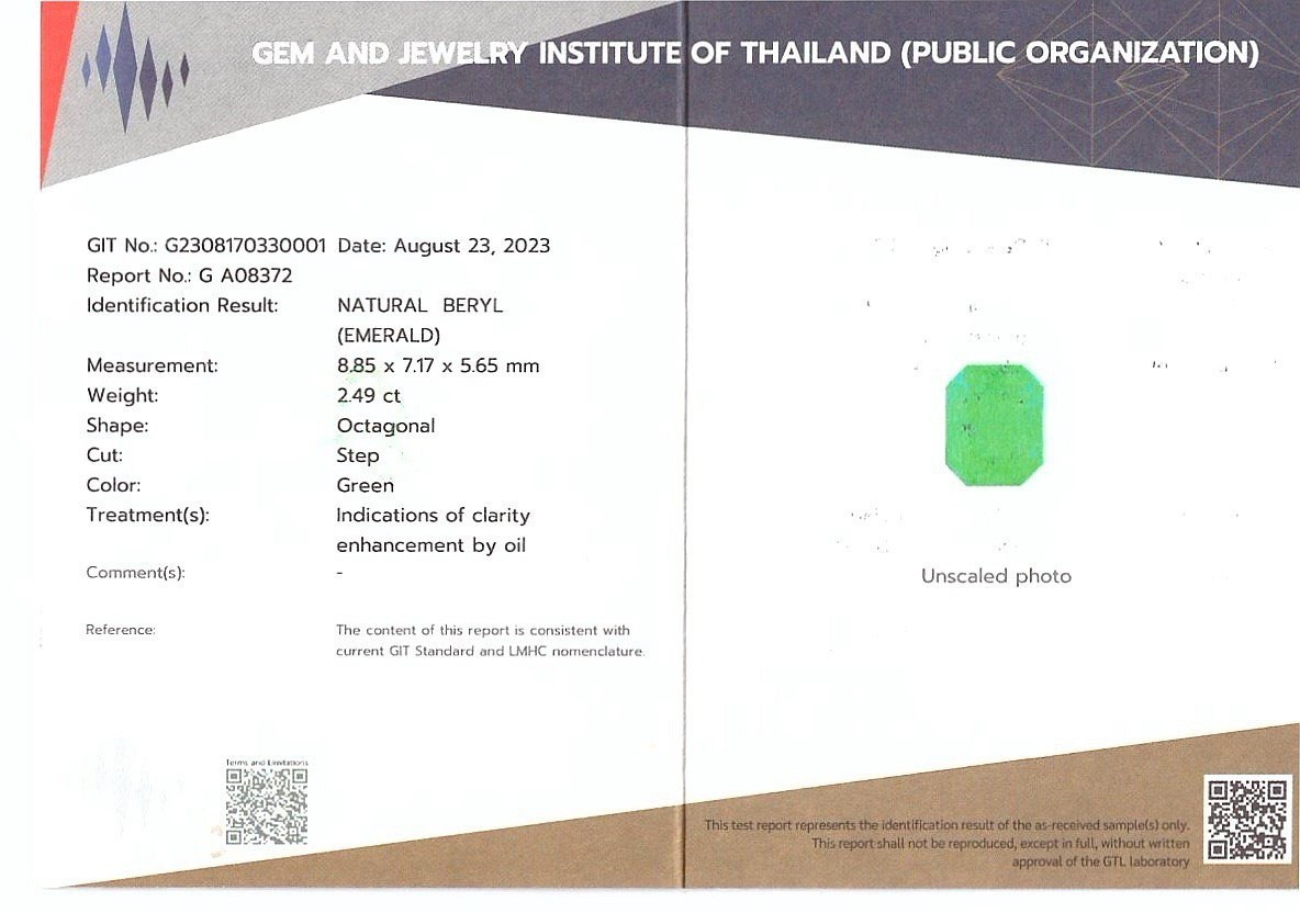 Esmeralda de talla octogonal de 2,49 quilates, Colombia Image №6