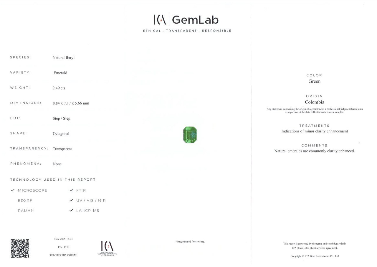 Esmeralda de talla octogonal de 2,49 quilates, Colombia Image №7