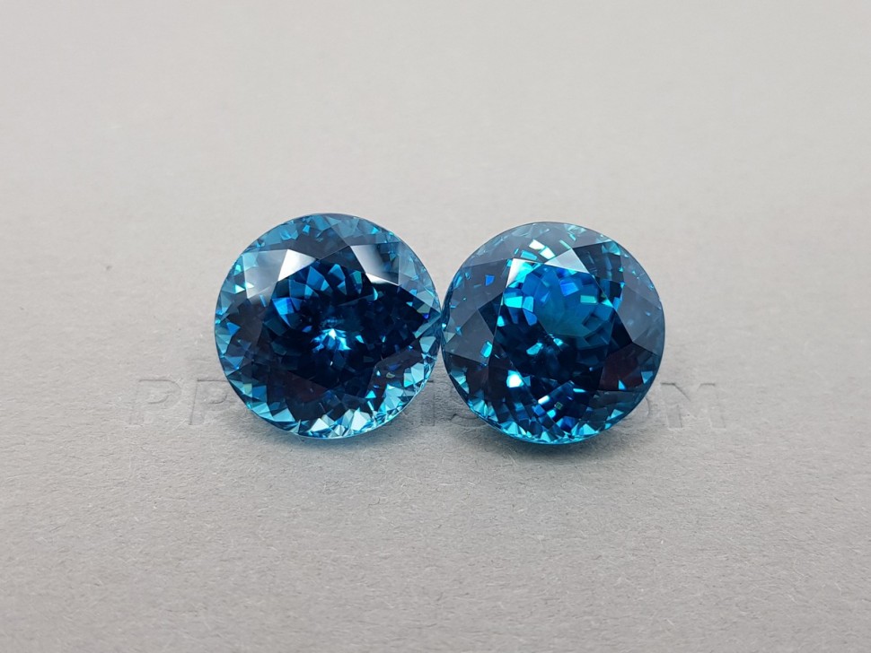 Pair of large vivid blue zircons 39.75 ct, Cambodia Image №5