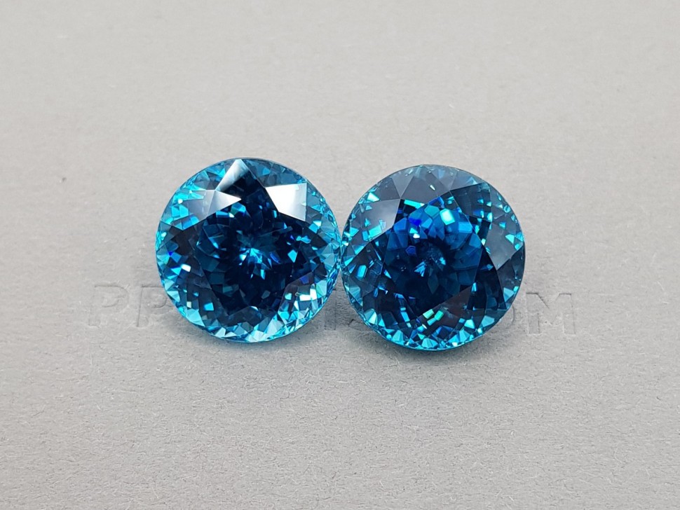Pair of large vivid blue zircons 39.75 ct, Cambodia Image №6