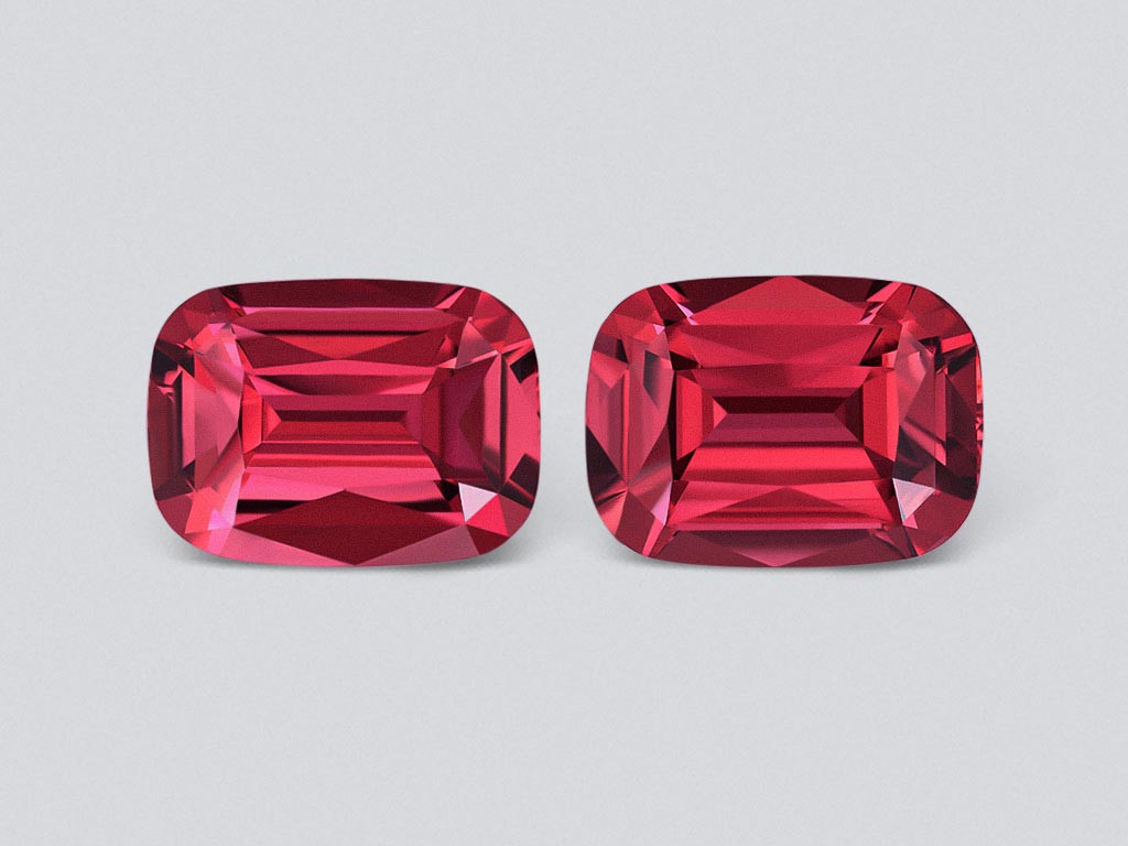 Pair of intense red rubellites in cushion cut 14.02 carats, Nigeria Image №1