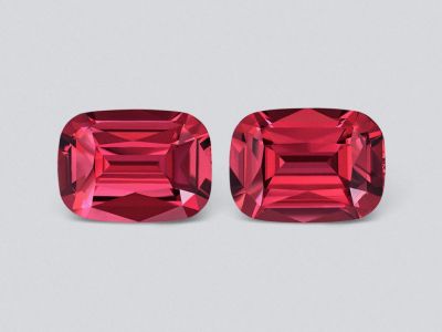 Pair of intense red rubellites in cushion cut 14.02 carats, Nigeria photo