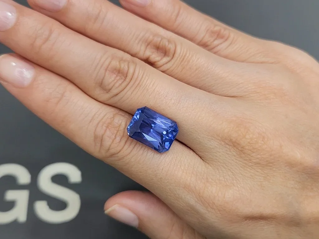 Saphir bleu Bleuet non chauffé 13,60 carats taille radiant  Image №2