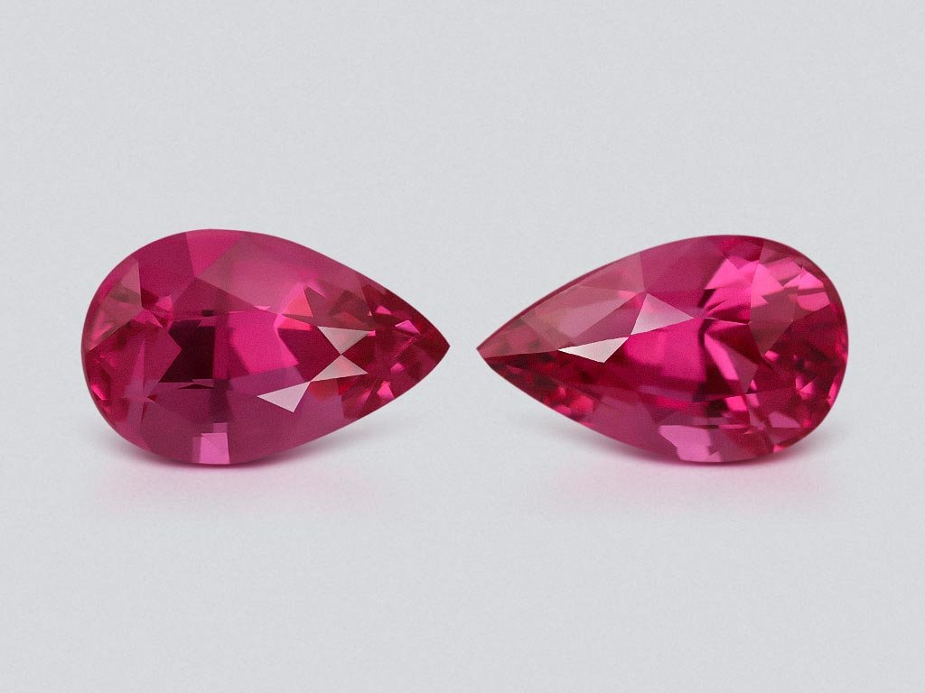 Pair of vivid pink Mahenge spinels in pear cut 4.23 carats, Tanzania Image №1