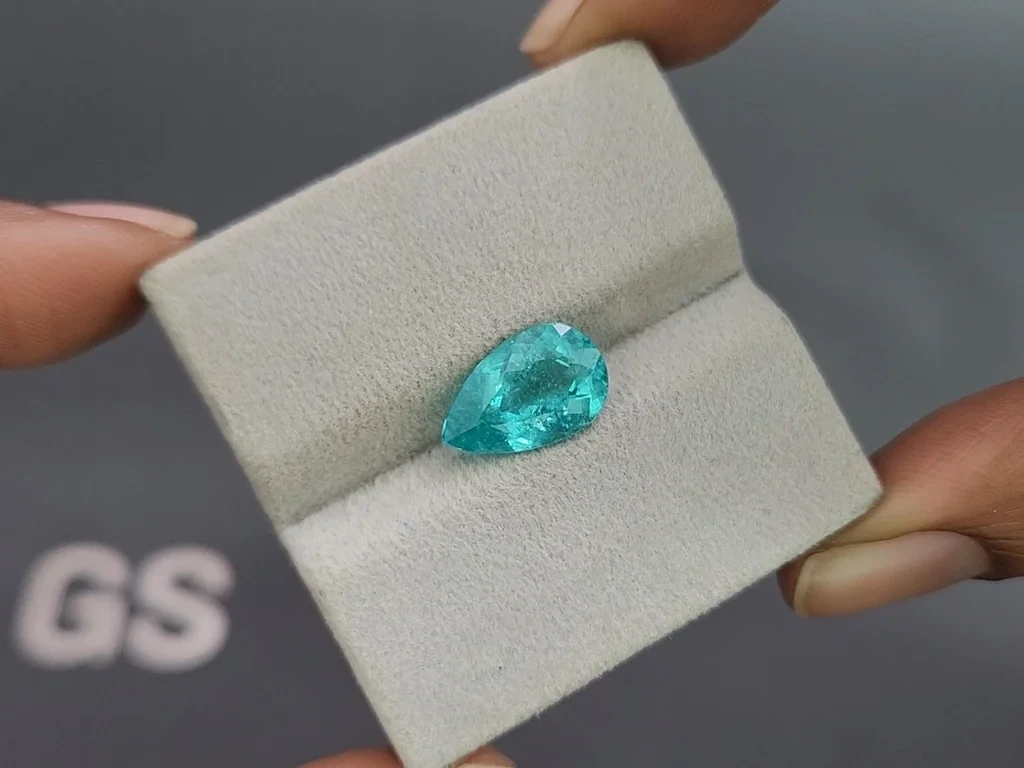 Neon Paraiba tourmaline greenish blue pear cut 3.58 carats, Mozambique Image №4