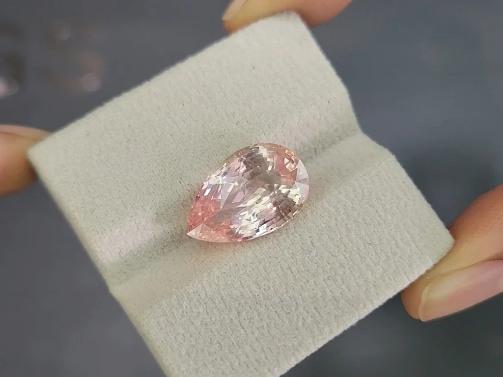 Saphir Padparadscha non chauffé taille en poire 11,62 carats, Sri Lanka Image №4