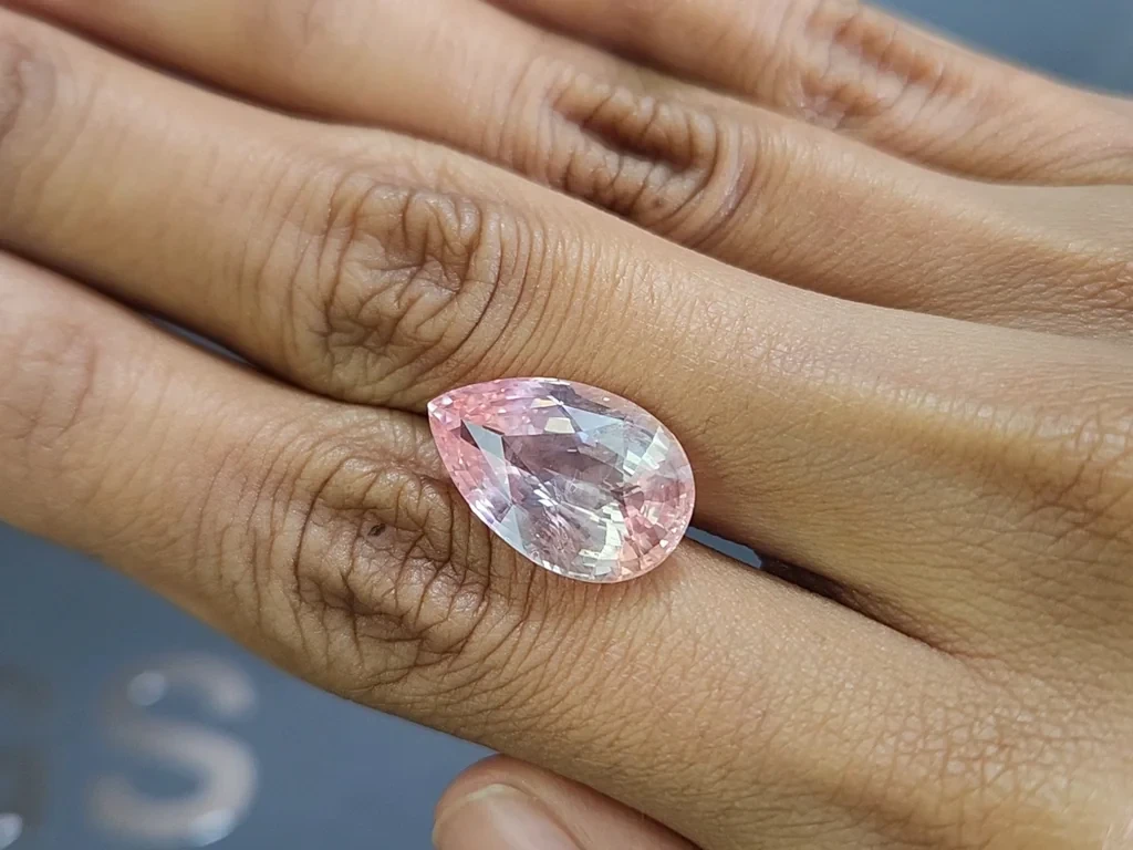 Saphir Padparadscha non chauffé taille en poire 11,62 carats, Sri Lanka Image №2
