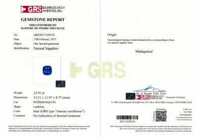 Certificate Par de zafiros azules de 26,04 quilates. GRS: Sin calefacción, Int. Aciano, Madagascar