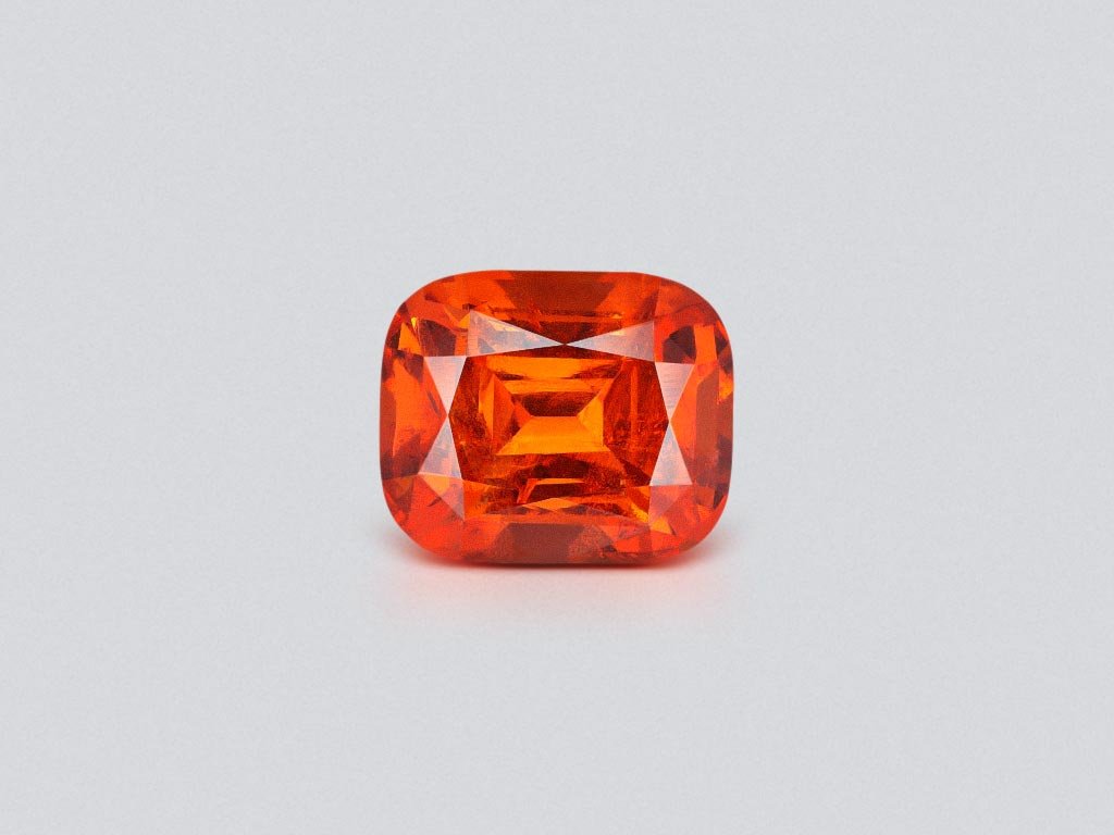 Vivid orange spessartine garnet 6.02 carats in cushion cut, Africa Image №1