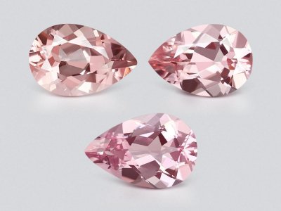 Set of pink morganites in pear cut 5.22 carats  photo