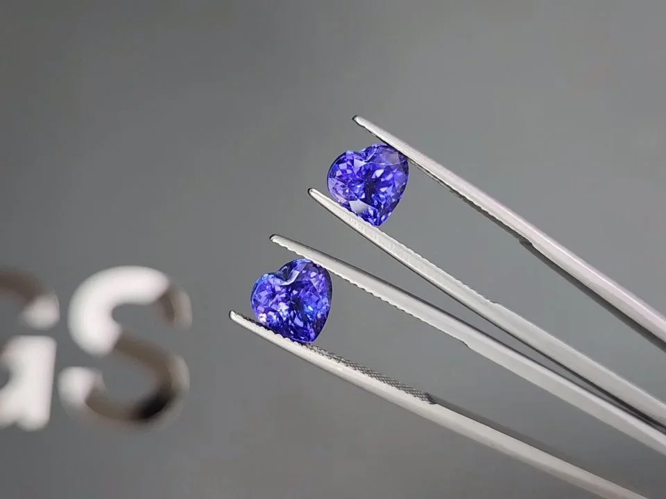 Paar herzgeschliffene tansanite 4,47 karat, Tansania  Image №3
