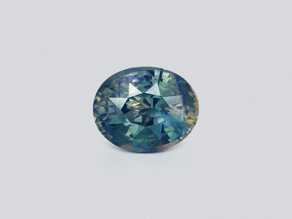 Zafiro de efecto seda rutilado verde azulado sin calentar, talla ovalada, 5,06 ct, Sri Lanka Image №1