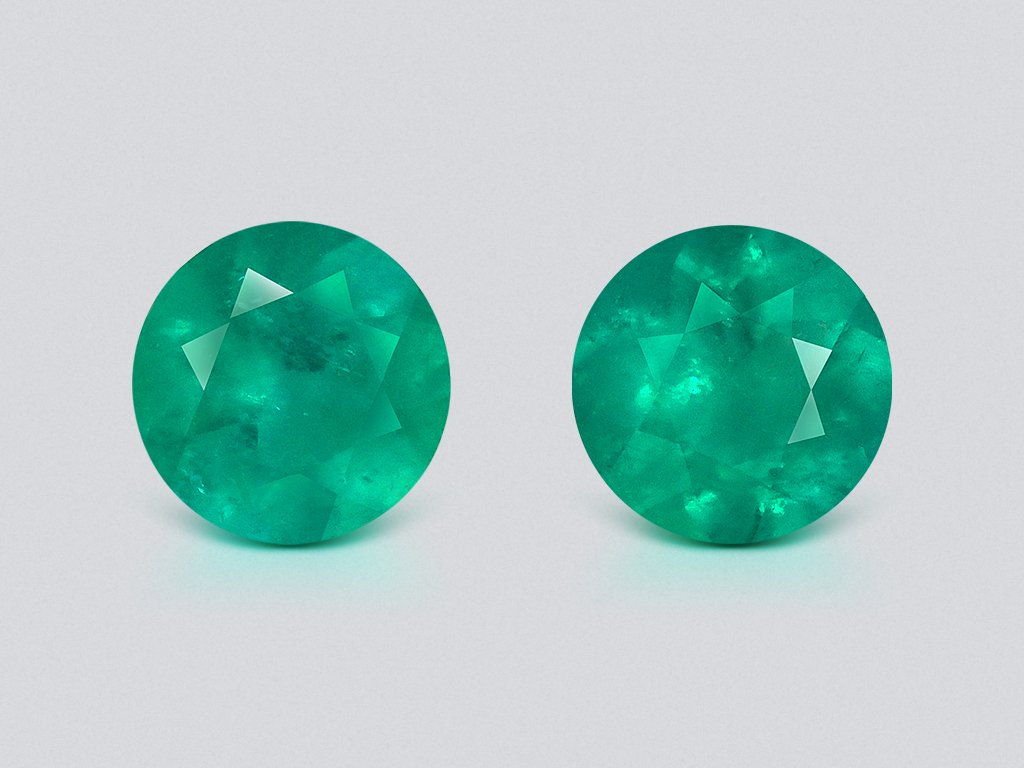 Pair of emeralds round cut 1.48 carats, Colombia Image №1