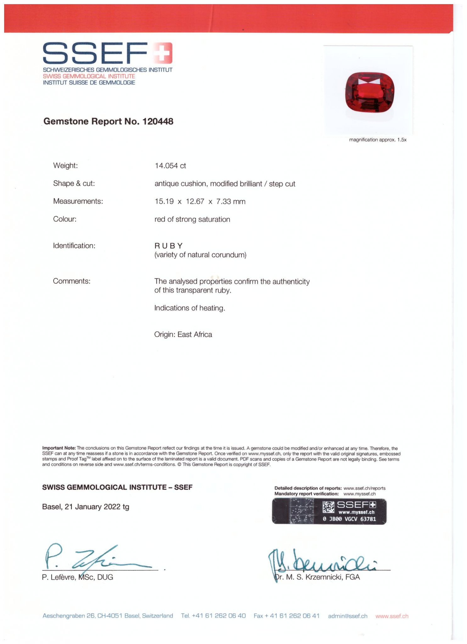 Investment grade Vibrant Pigeon Blood ruby cushion cut 14.05 carats, Madagascar (GRS, AGL, SSEF) Image №9