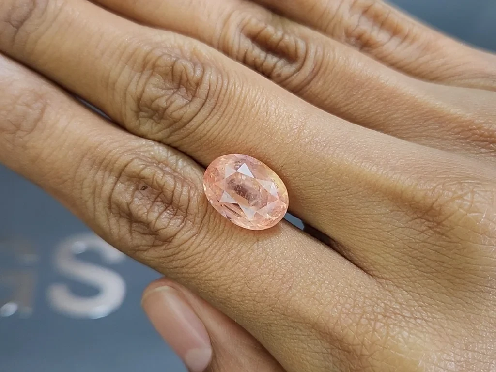 Onverhitte Padparadscha saffier oval geslepen 10,90 karat, Sri Lanka Image №2