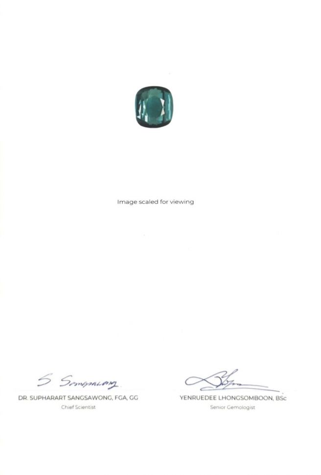 Certificate Large indigo tourmaline 9.80 ct