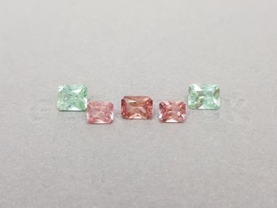 Contrasting set of blue and pink tourmalines 5.15 ct photo