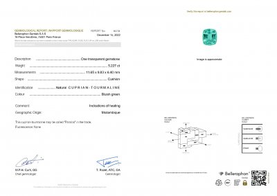 Certificate Bright Apple Paraiba 5.22 ct