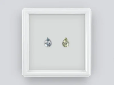 Pair of green and blue unheated sapphires in pear cut 1.35 ct, Madagascar photo