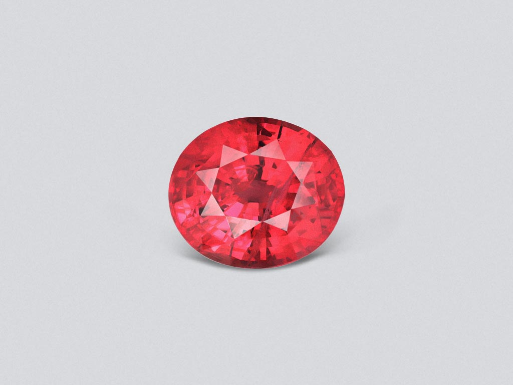 Unique unheated Vibrant vivid red oval cut ruby 6.06 carats, GRS, Tanzania Image №1