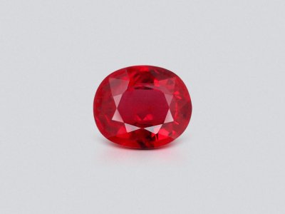 Siamese ruby oval cut 1.58 carats with H(be) refinement, Thailand photo