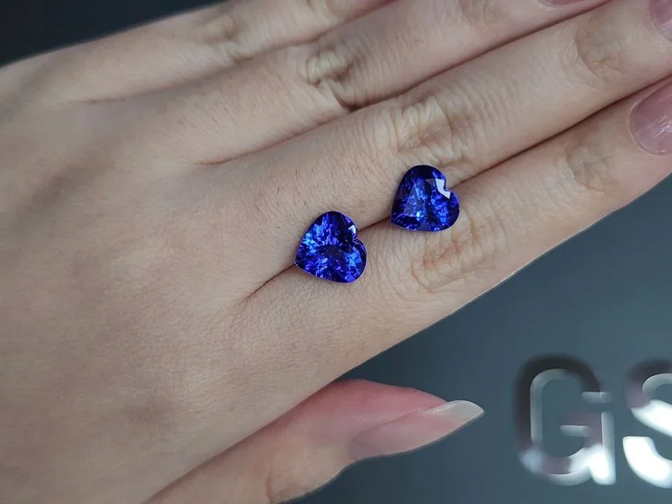 Par de tanzanitas talla corazón 6,67 quilates, Tanzania  Image №2