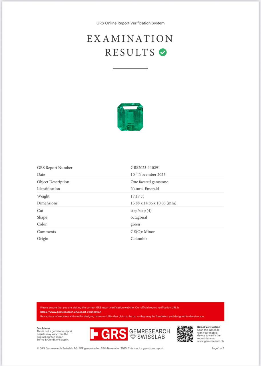 Achteckig geschliffener smaragd 17,17 karat, Kolumbien Image №6