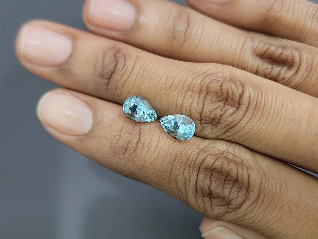 Aquamarine paar birnenförmig geschliffene 2,89 karat, Madagaskar  Image №2