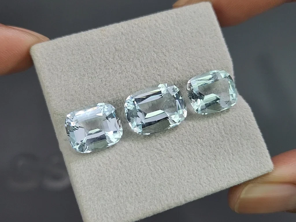 Set of aquamarines cushion cut 12.91 carats, Madagascar Image №5