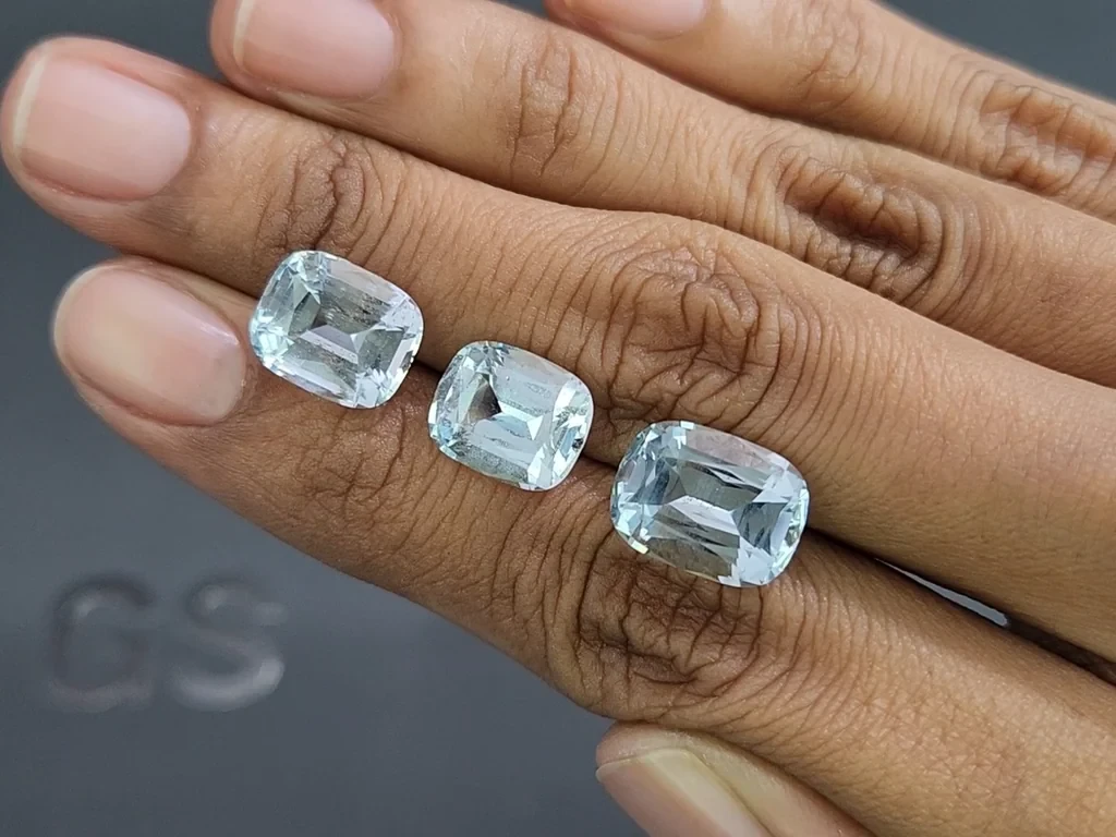 Set of aquamarines cushion cut 12.91 carats, Madagascar Image №2