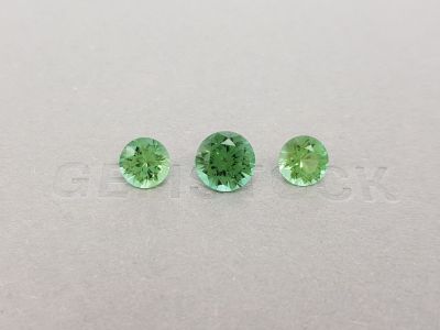 Set of three green round-cut tourmalines 5.51 ct photo