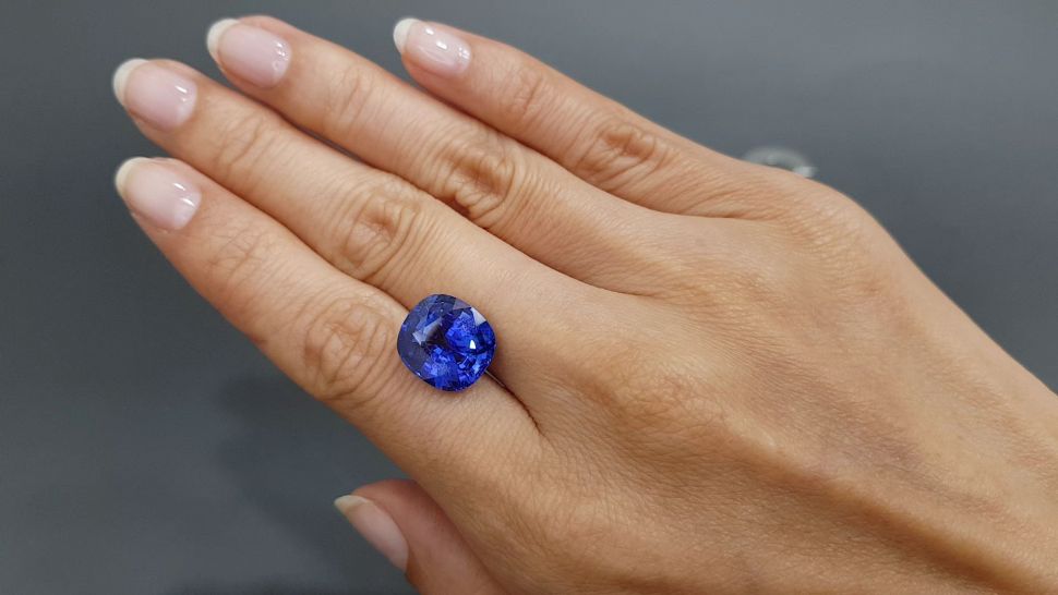 Rare open color Royal blue sapphire in cushion cut 10.02 ct, Sri Lanka Image №2