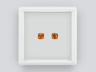 Pair of intense spessartines in cushion cut  1.72 ct photo