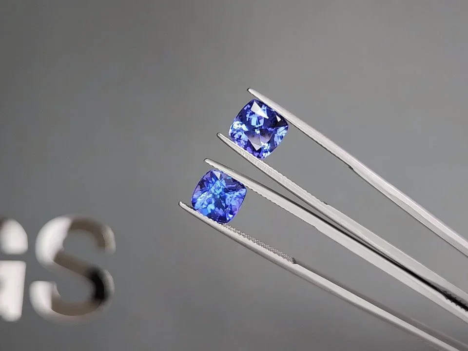 Pair of tanzanites in cushion cut 4.65 carats, Tanzania  Image №3