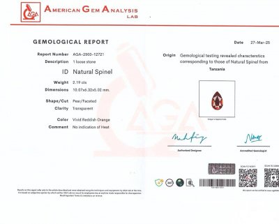Certificate Mahenge-Spinell im birnenschliff leuchtend rosa 2,19 carats, Tansania  