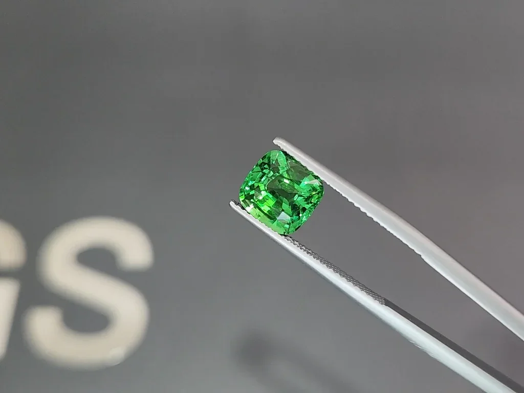Granate tsavorita de talla cojín verde intenso de 3,00 carats, de Tanzania  Image №3