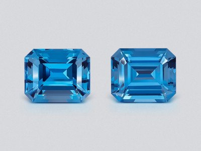 Paire de topazes bleues suisses taille octogone de 23,25 carats, Brésil photo