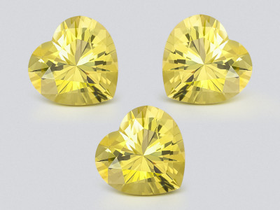 Set of lemon quartz a precision heart shape 24.92 carats, Africa photo