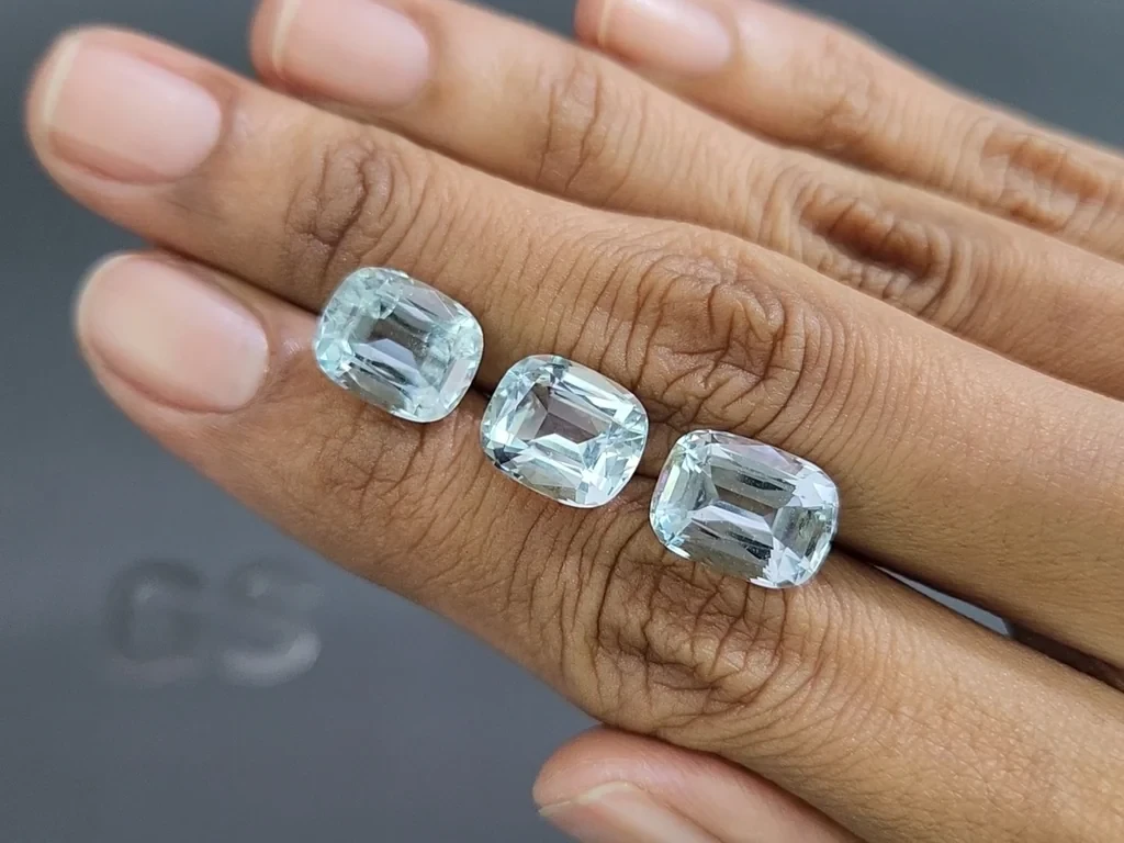 Set of aquamarines cushion cut 12.55 carats, Madagascar Image №2