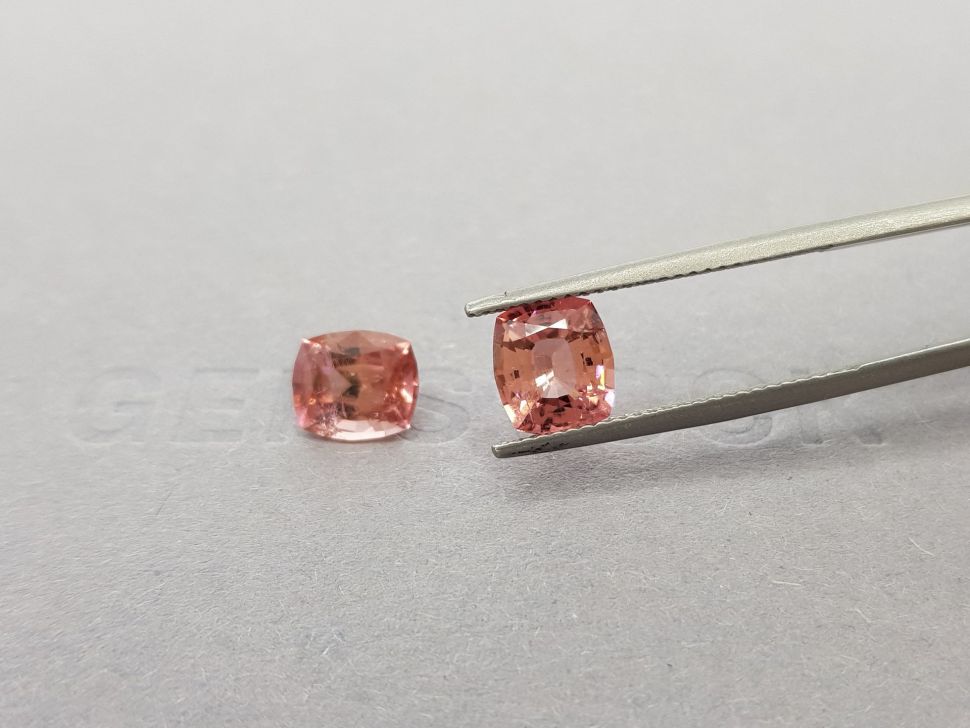 Pair of orange-pink tourmalines with color change effect 3.34 ct Image №3