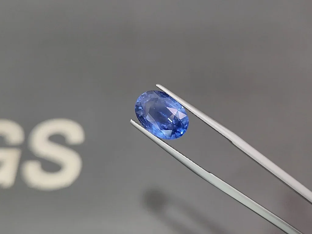 Saphir bleu non chauffé, taille ovale, effet soie rutile 6,54 carats, Sri Lanka Image №3