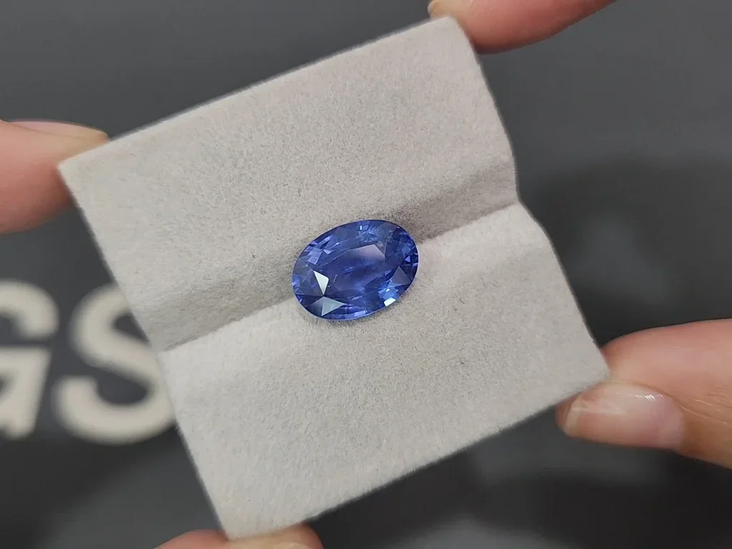 Saphir bleu non chauffé, taille ovale, effet soie rutile 6,54 carats, Sri Lanka Image №4