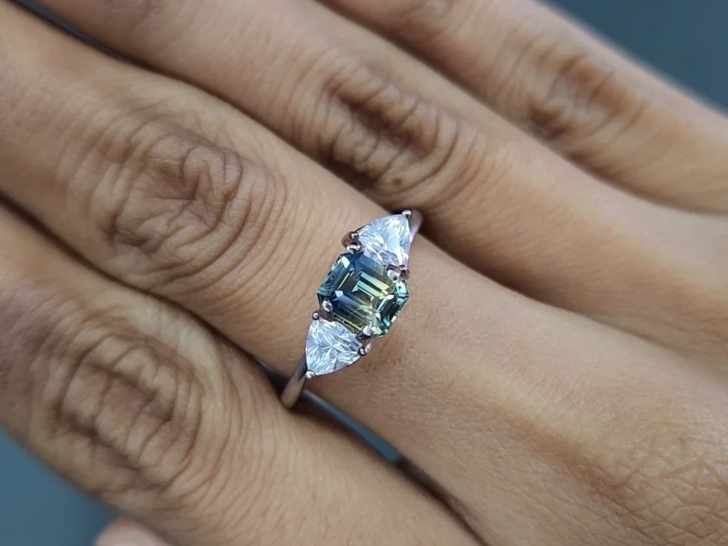 Saphir octogonal bleu sarcelle non chauffé 1,10 carats, Sri Lanka Image №5