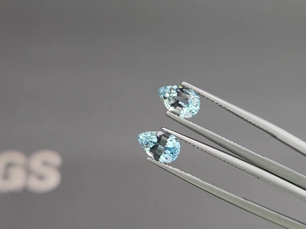 Paar birnenförmig geschliffene aquamarine 2,18 karat, Mosambik Image №3