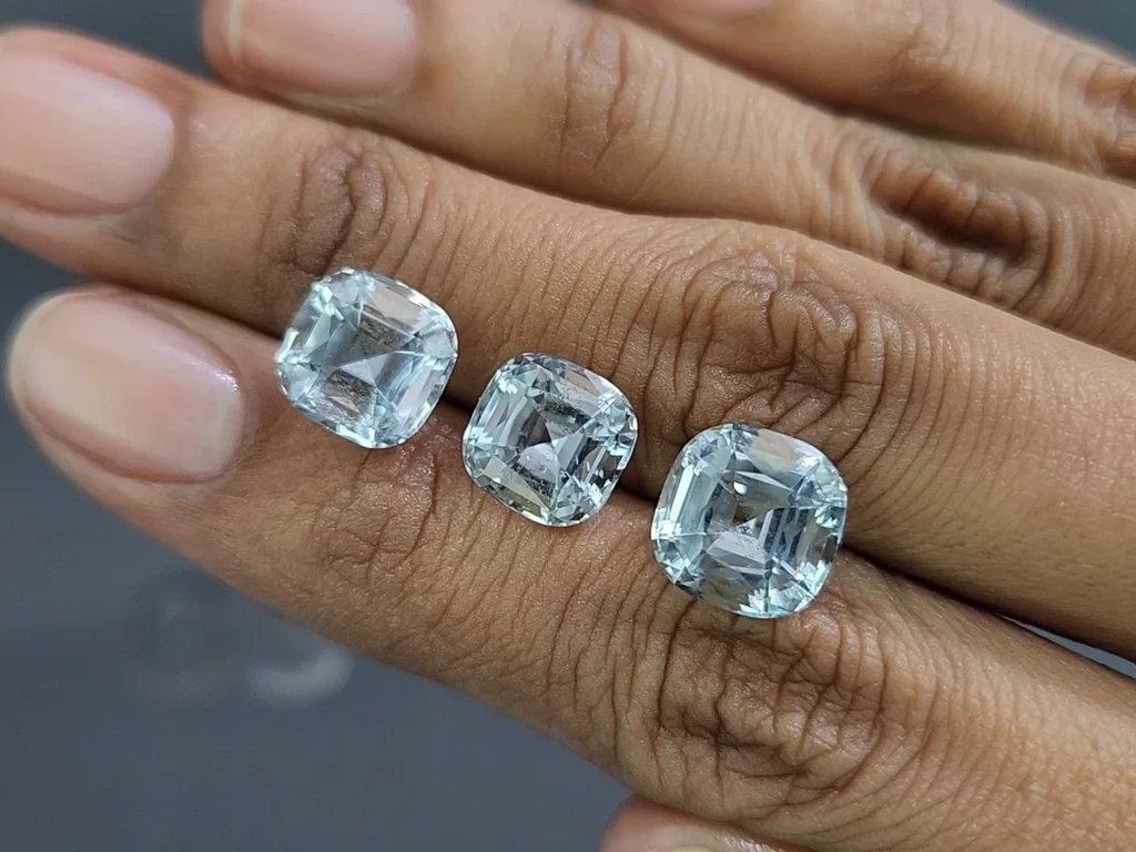 Set of aquamarines cushion cut 10.95 carats, Madagascar Image №2