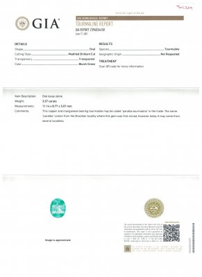 Certificate Pair of oval cut Paraiba tourmalines 7.03 ct, Mozambique