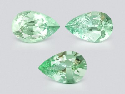 Set of three pear shape Paraiba tourmalines 2.41 ct, Mozambique photo