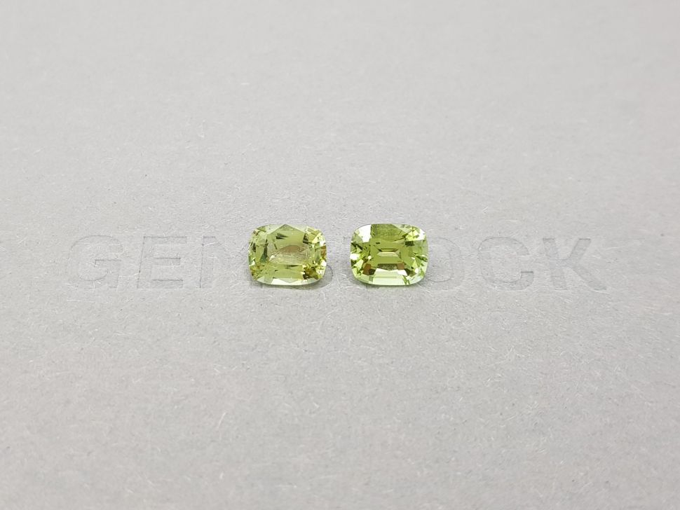 Pair of yellow-green tourmalines in cushion cut 2.18 ct Image №1