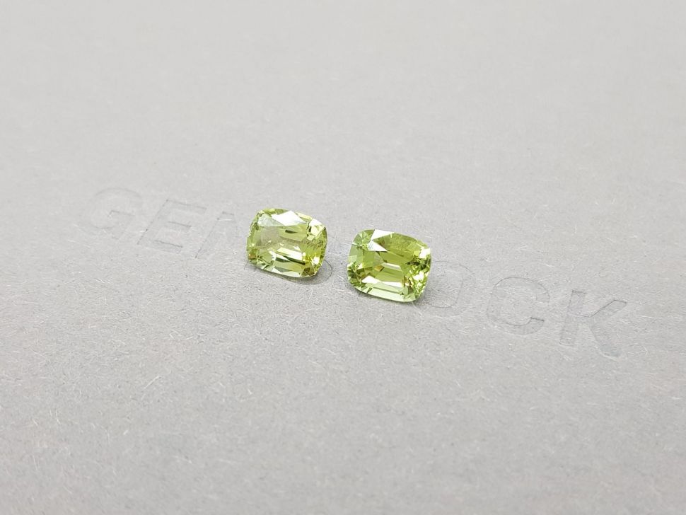 Pair of yellow-green tourmalines in cushion cut 2.18 ct Image №3