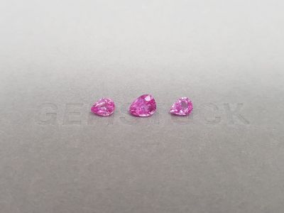 Set of unheated pear cut pink sapphires from Madagascar 2.05 ct photo